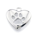 Silver Heart Paw Print