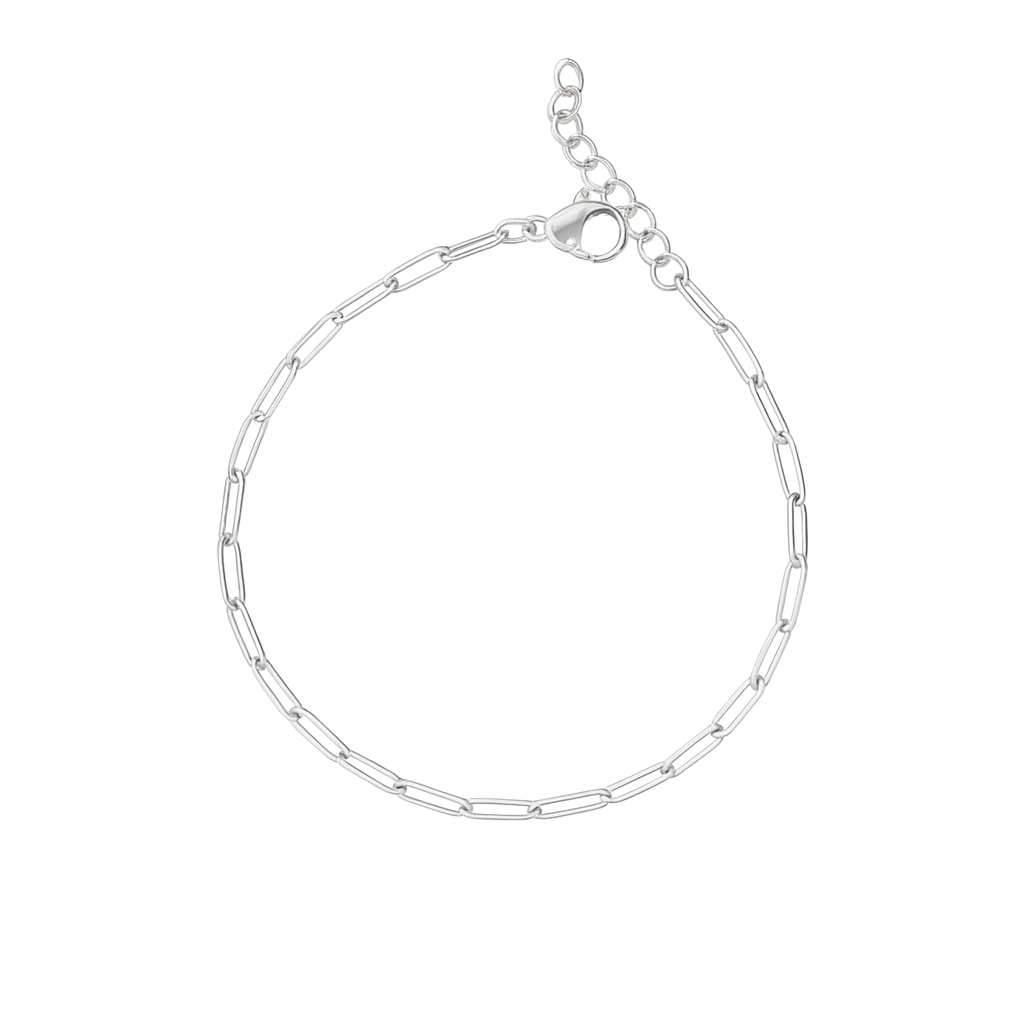 Dainty Silver Paperclip Bracelet
