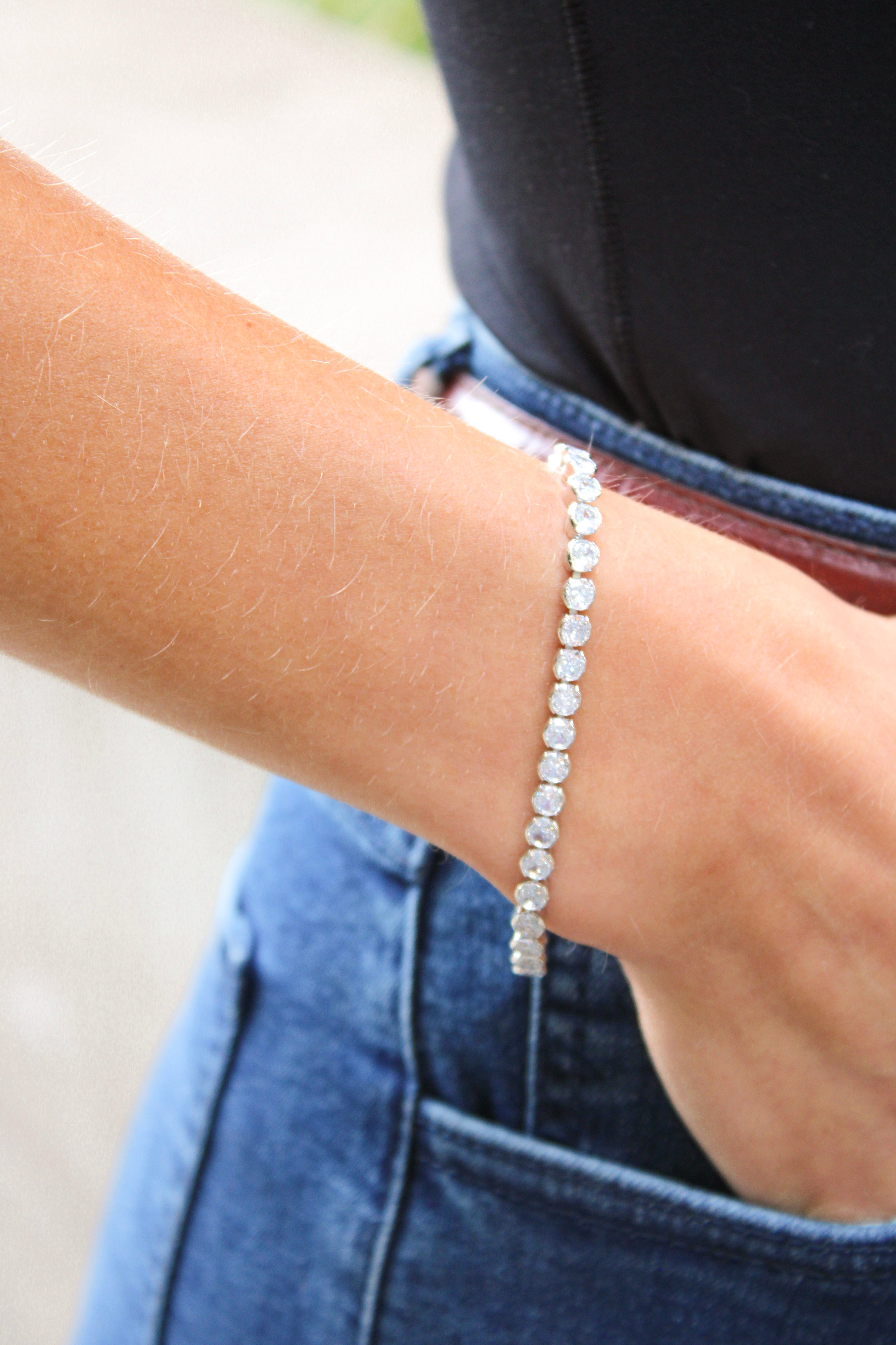 Round Silver Tennis Bracelet